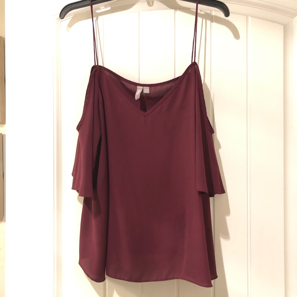 Burgundy Cold Shoulder Blouse